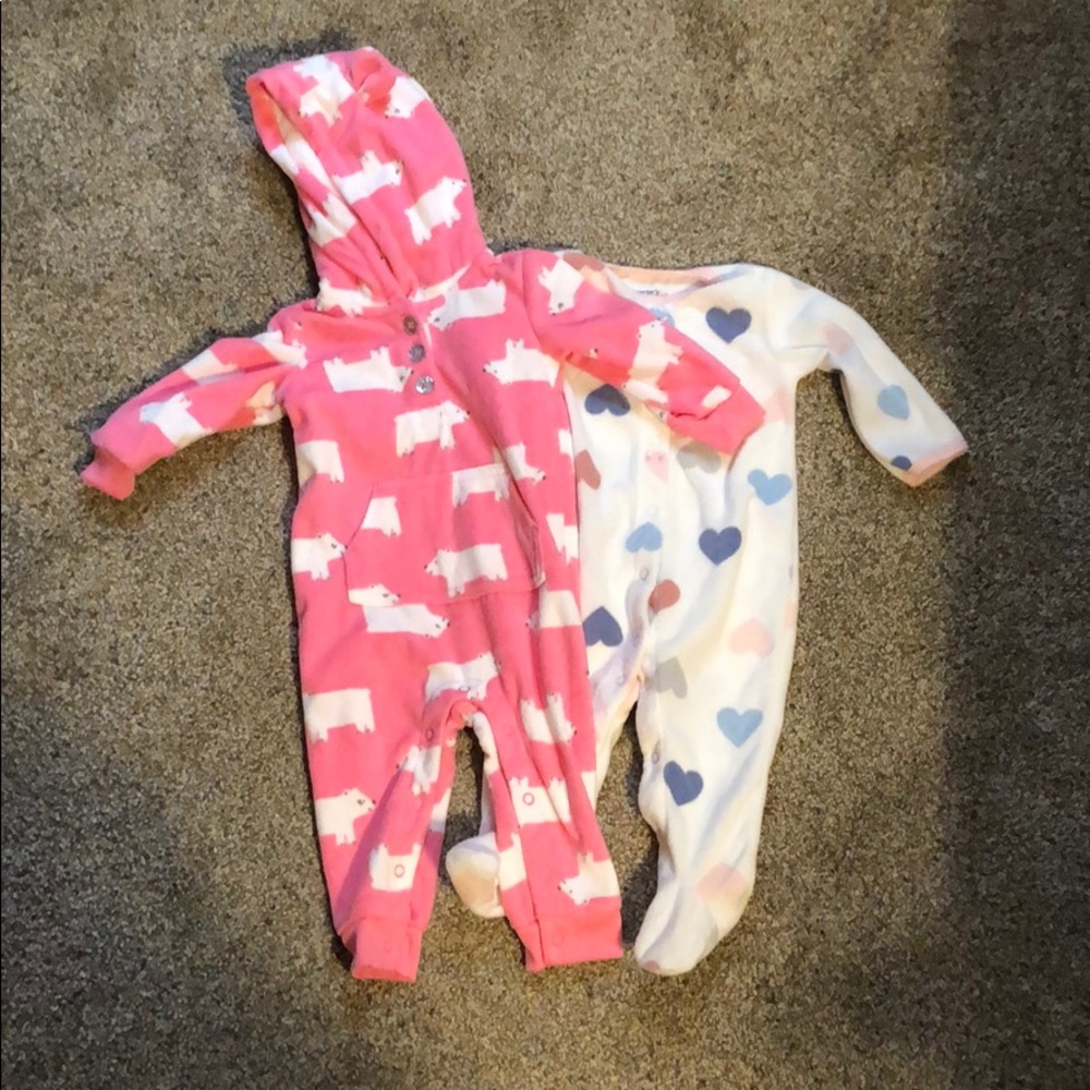 3/$15. Set of 2 footie pajamas - baby girl